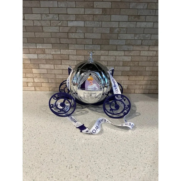 Disneyland parks 100 years Cinderella carriage popcorn bucket Disney 100 Silver - Picture 1 of 5